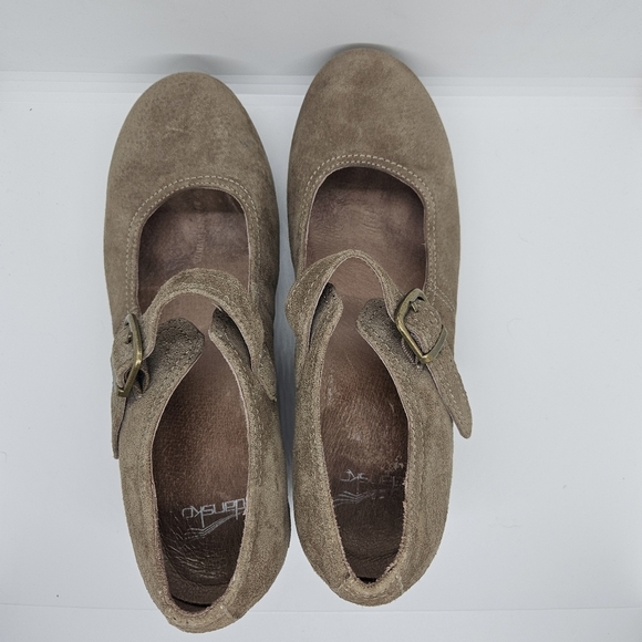 Dansko tan taupe suede Sandra mary jane wedges size 41 - Picture 5 of 10